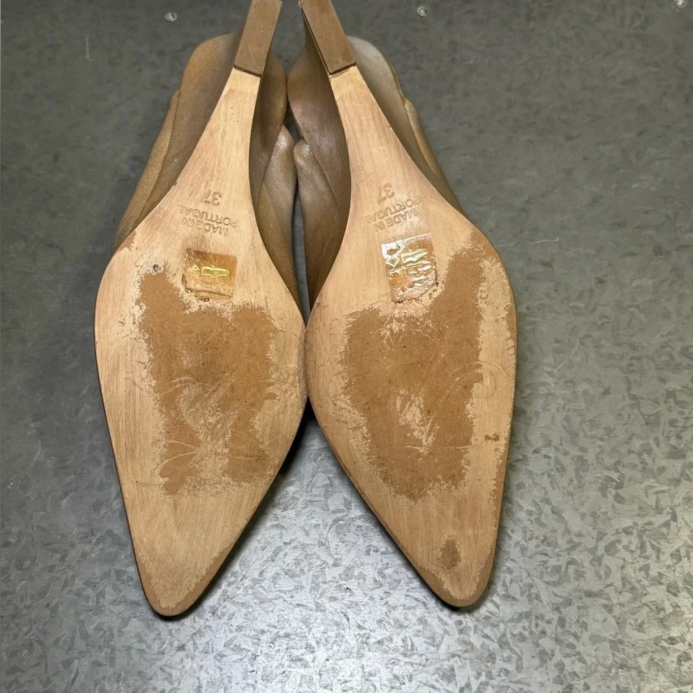 Free People FP Gold Metallic Wedge Galactica Mule Size 37 (US 6.5) - Picture 8 of 10
